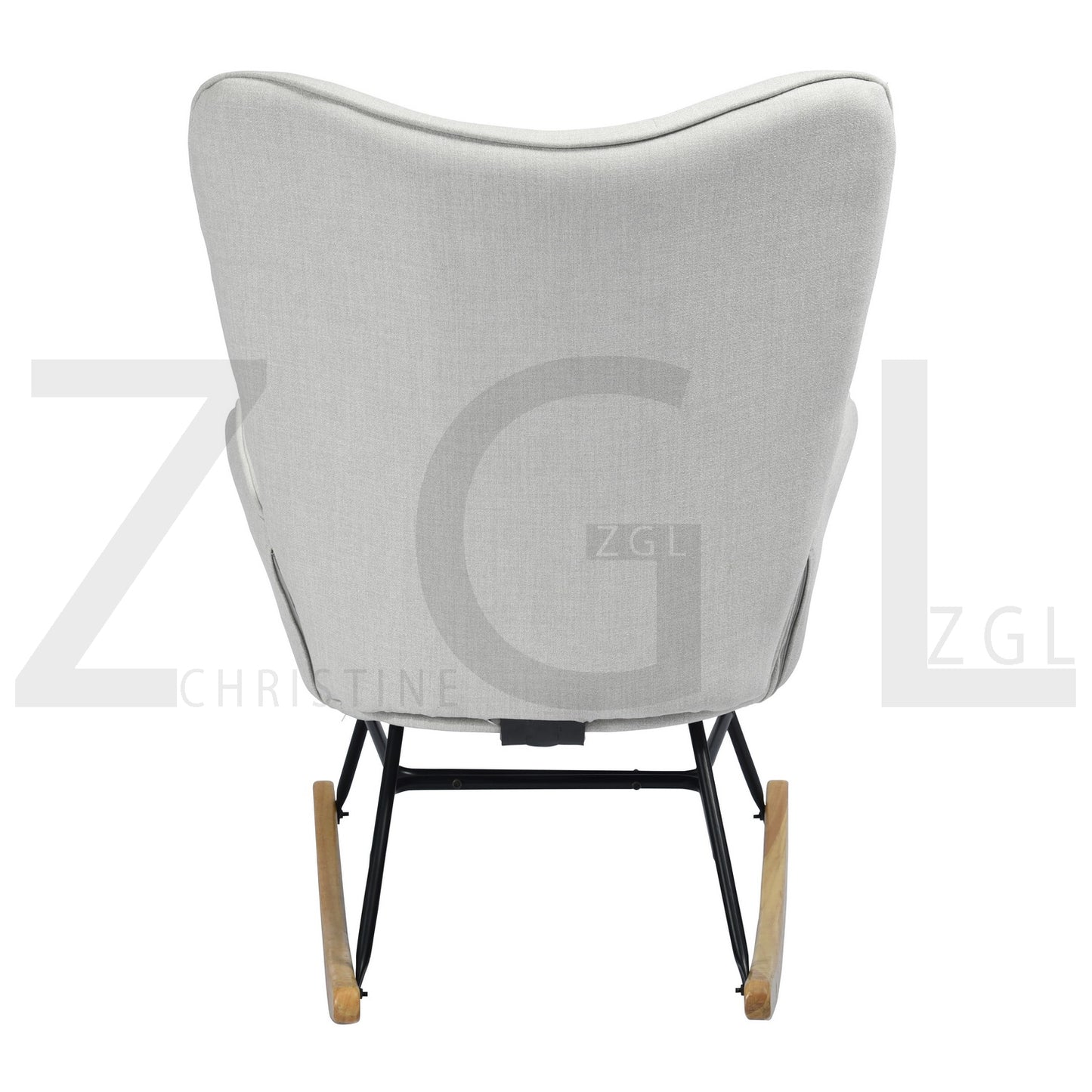 Rocking Accent Chair Fabric Velvet Wooden Legs Armrest Kelan