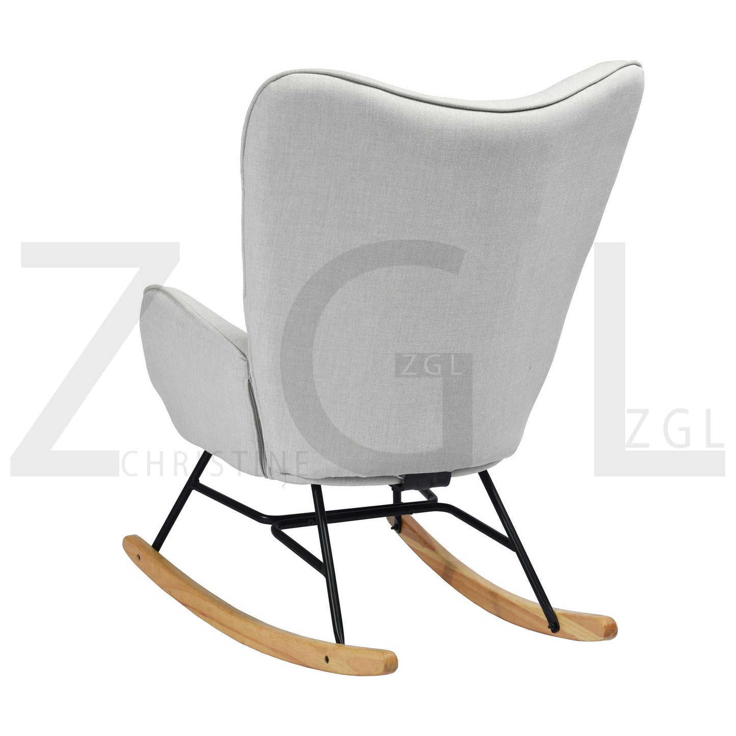 Rocking Accent Chair Fabric Velvet Wooden Legs Armrest Kelan