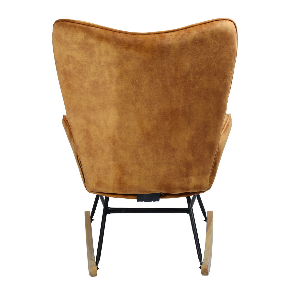 Rocking Accent Chair Fabric Velvet Wooden Legs Armrest Kelan