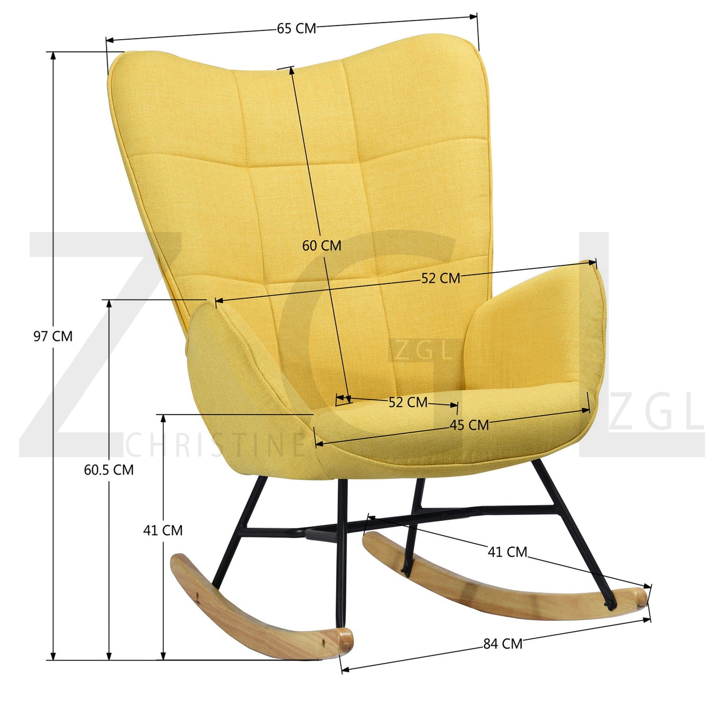 Rocking Accent Chair Fabric Velvet Wooden Legs Armrest Kelan
