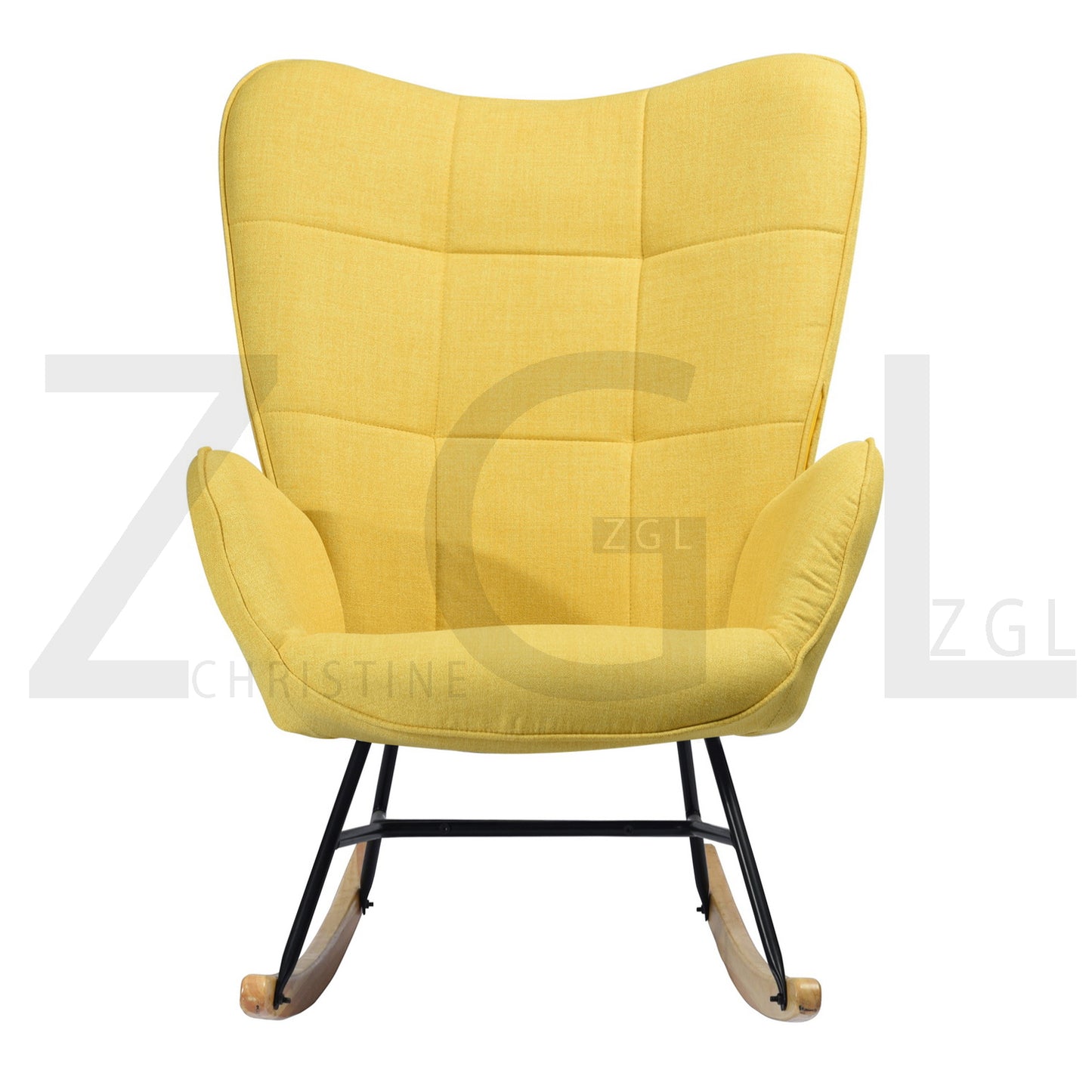 Rocking Accent Chair Fabric Velvet Wooden Legs Armrest Kelan