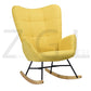Rocking Accent Chair Fabric Velvet Wooden Legs Armrest Kelan