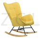 Rocking Accent Chair Fabric Velvet Wooden Legs Armrest Kelan
