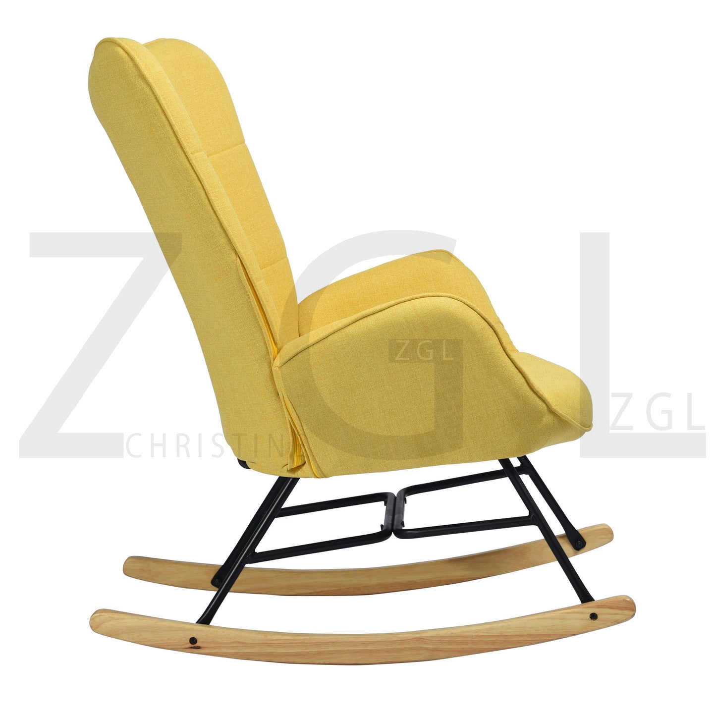 Rocking Accent Chair Fabric Velvet Wooden Legs Armrest Kelan