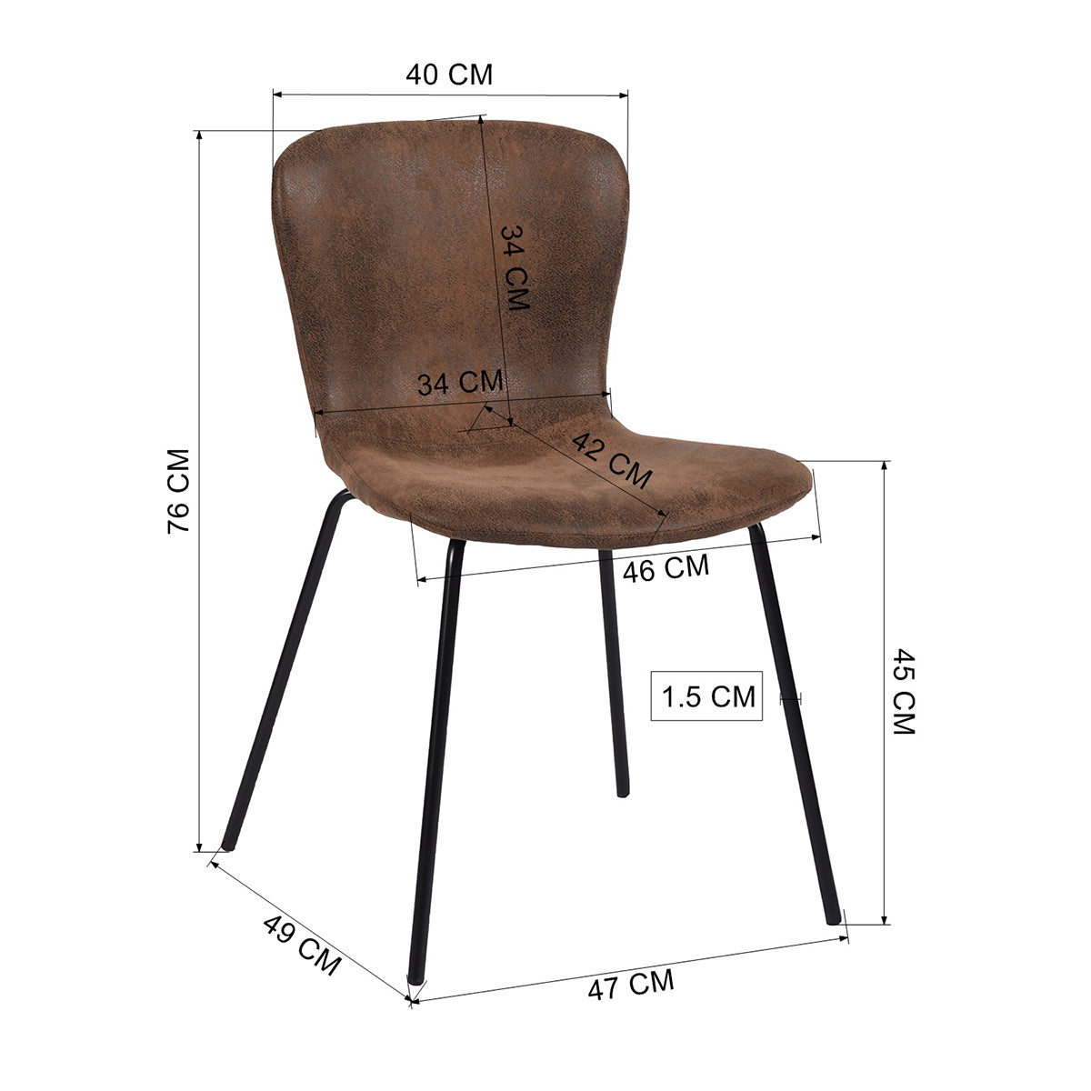 Dining Chairs Vintage PU Upholstered Metal Legs Koziello