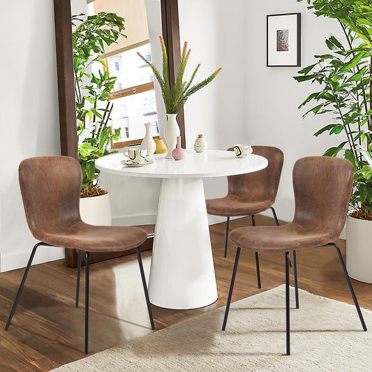 Dining Chairs Vintage PU Upholstered Metal Legs Koziello