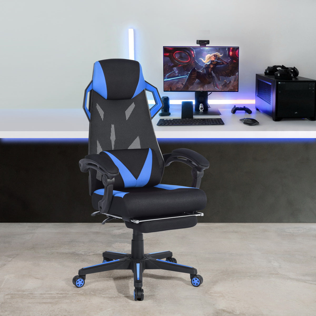 Gaming Chair Mesh Racing Office Chair Recliner Swivel Rocker with Headrest and Lumbar Pillow Landuci
