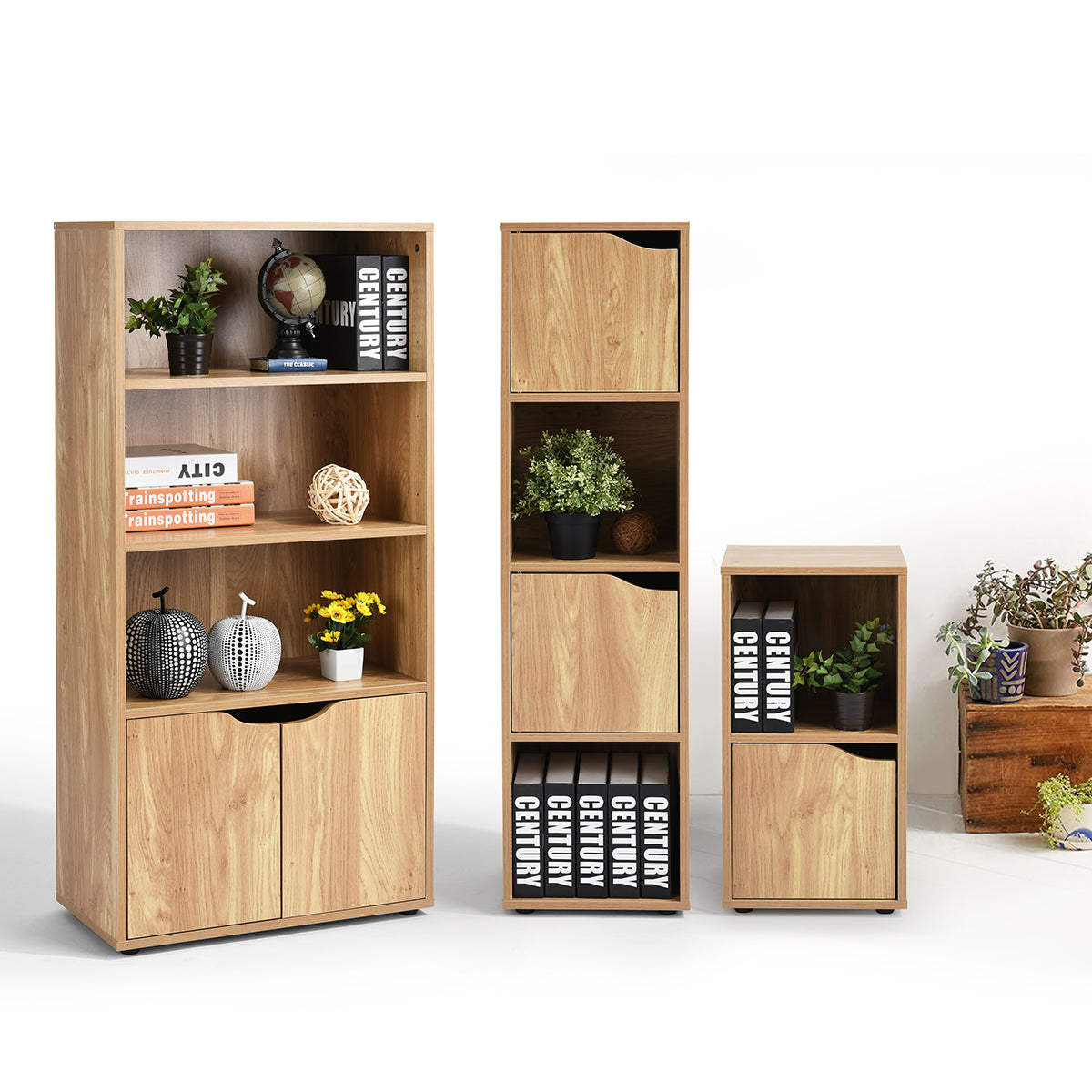 Bookcase with 2 Shelves and 2 Doors Bookshelf Storage Lata