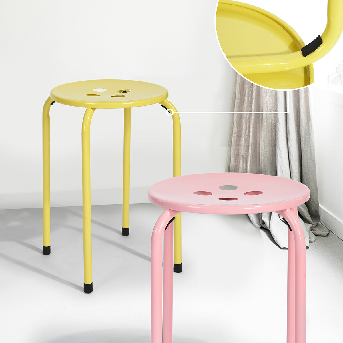Plastic Stackable Stools Lemon