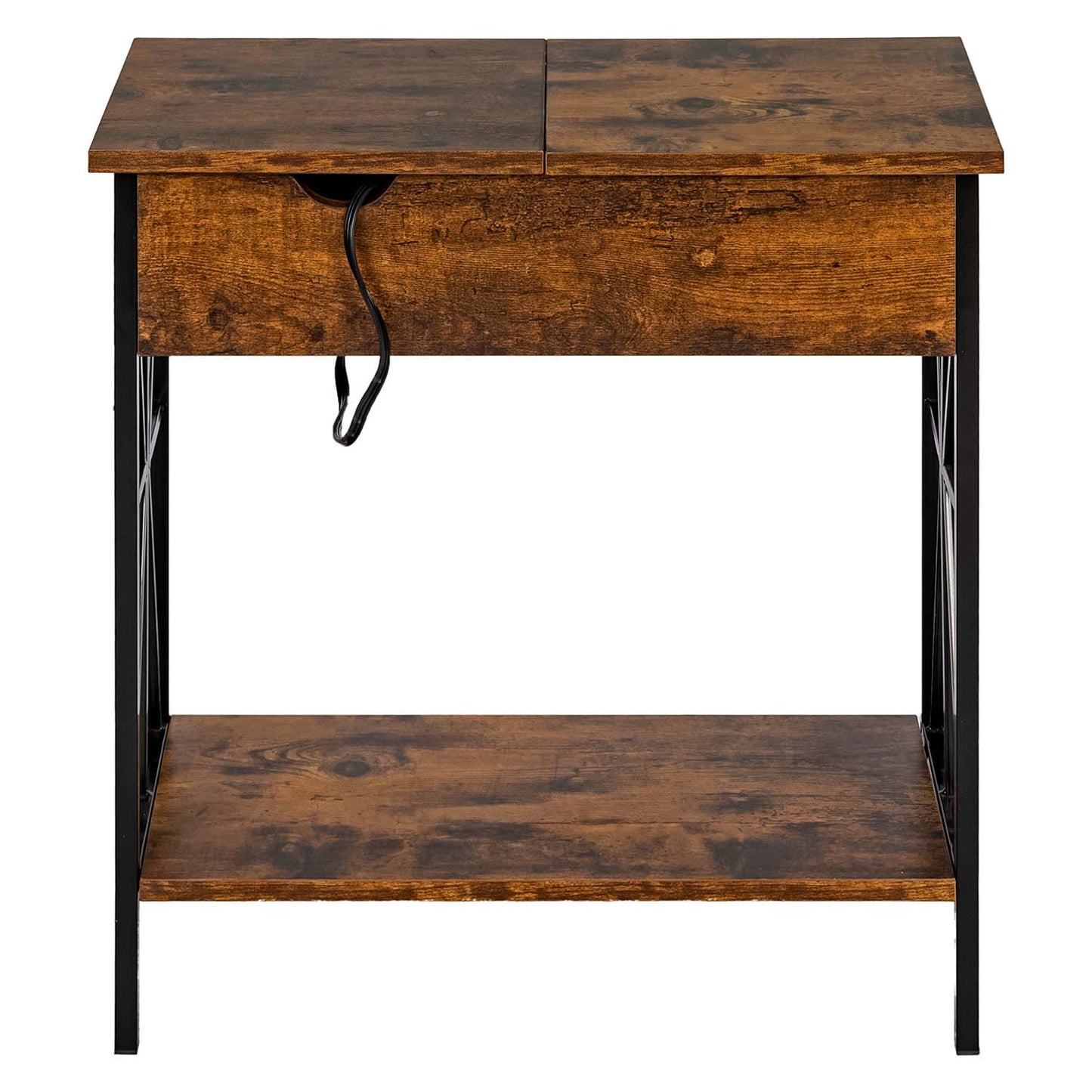 End Table with Charging Station Sofa Table Narrow with USB Ports Lutie