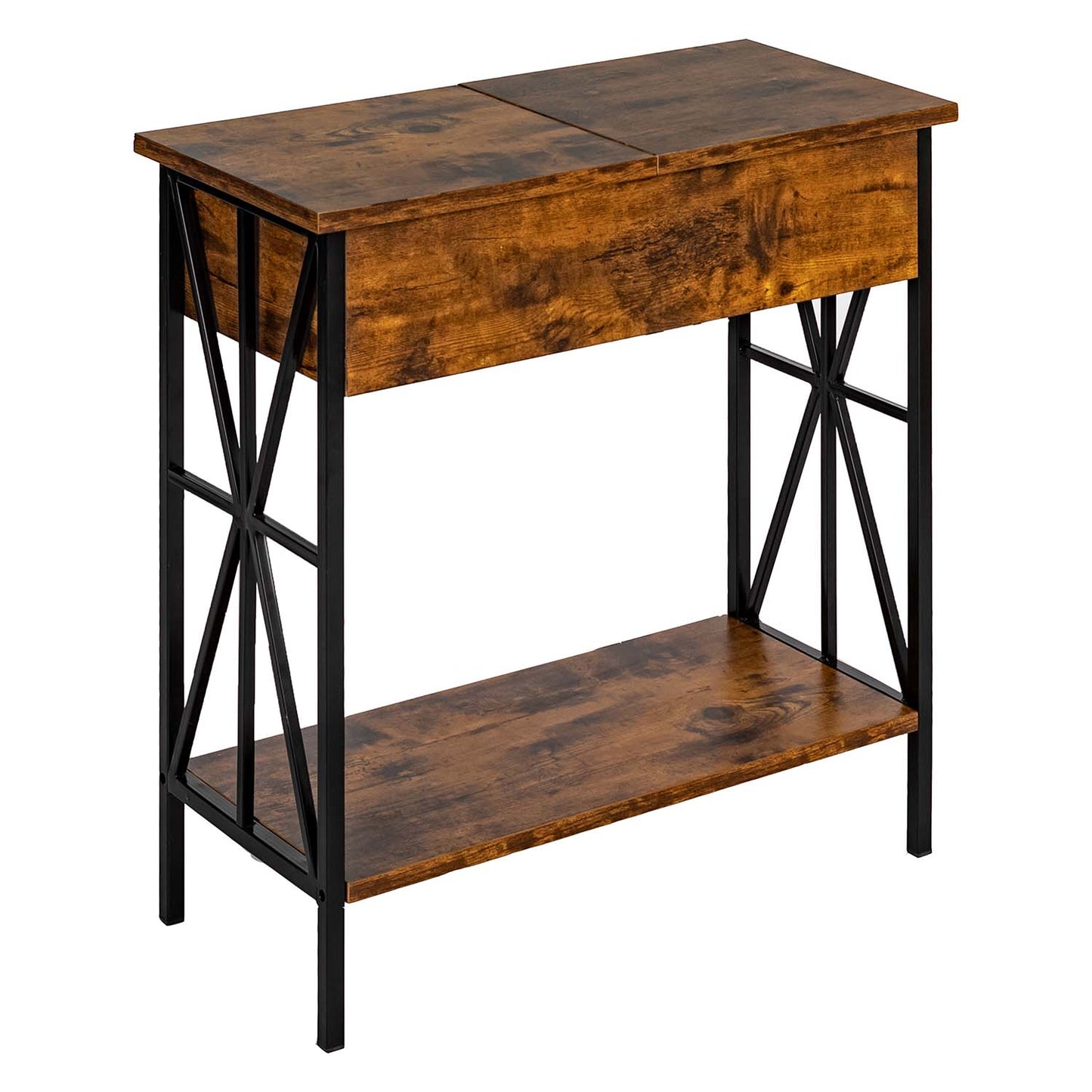 End Table with Charging Station Sofa Table Narrow with USB Ports Lutie