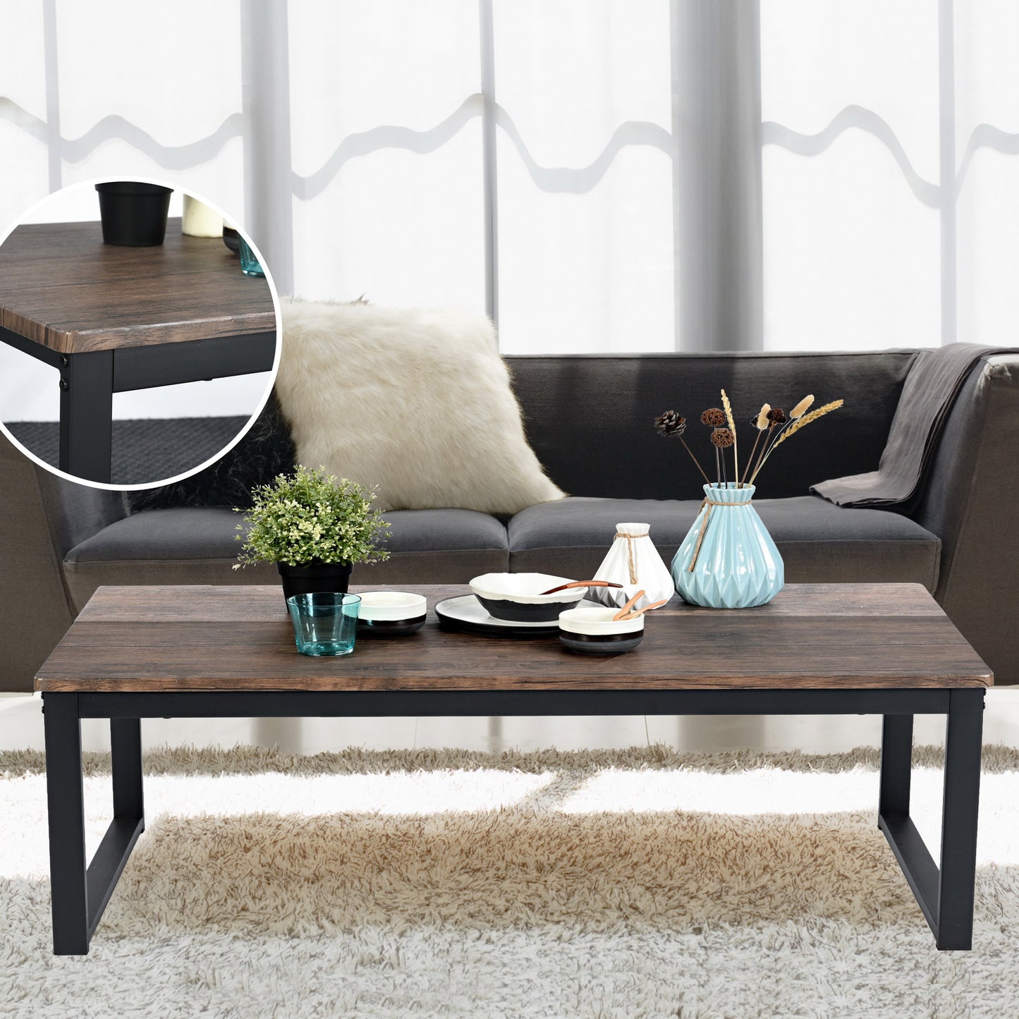 Rustic Coffee Table Modern Center Table Mandarin