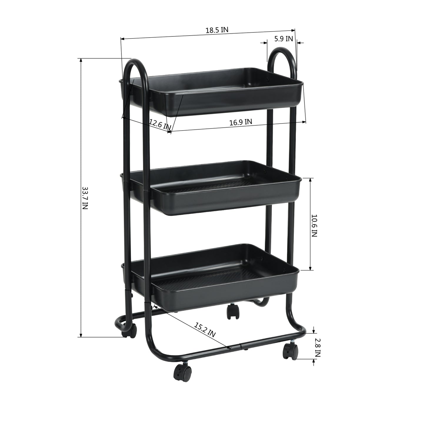 Rolling Plastic Kitchen Trolley Serving Cart Marmion