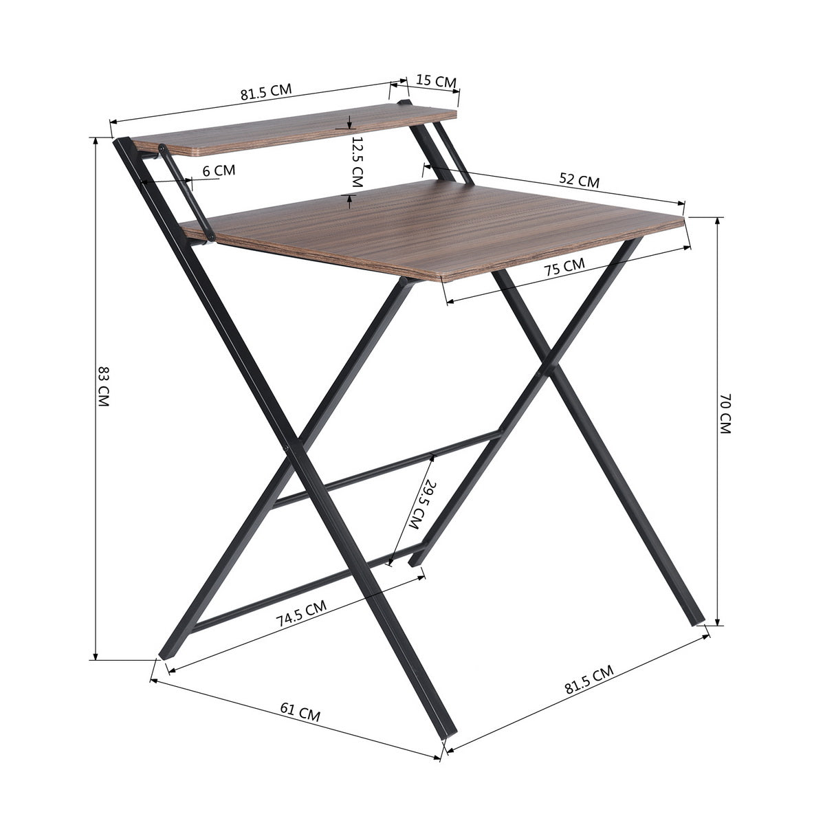 Folding Desk Writing Computer Desk with Shelf Megan