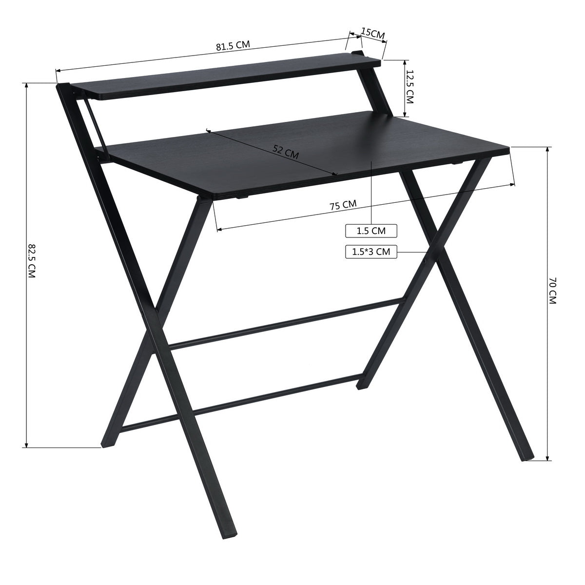 Folding Desk Writing Computer Desk with Shelf Megan