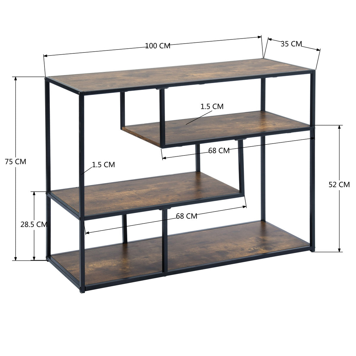 Bookcase 3 Shelves Bookshelf Storage Organizer Metacritic
