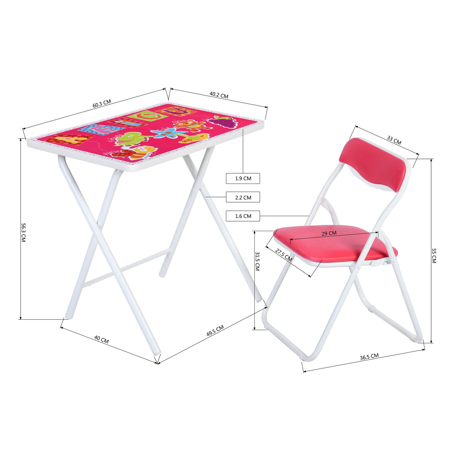 Set of 2 Folding Kid's Table & Chair Set PVC Upholstered Murray