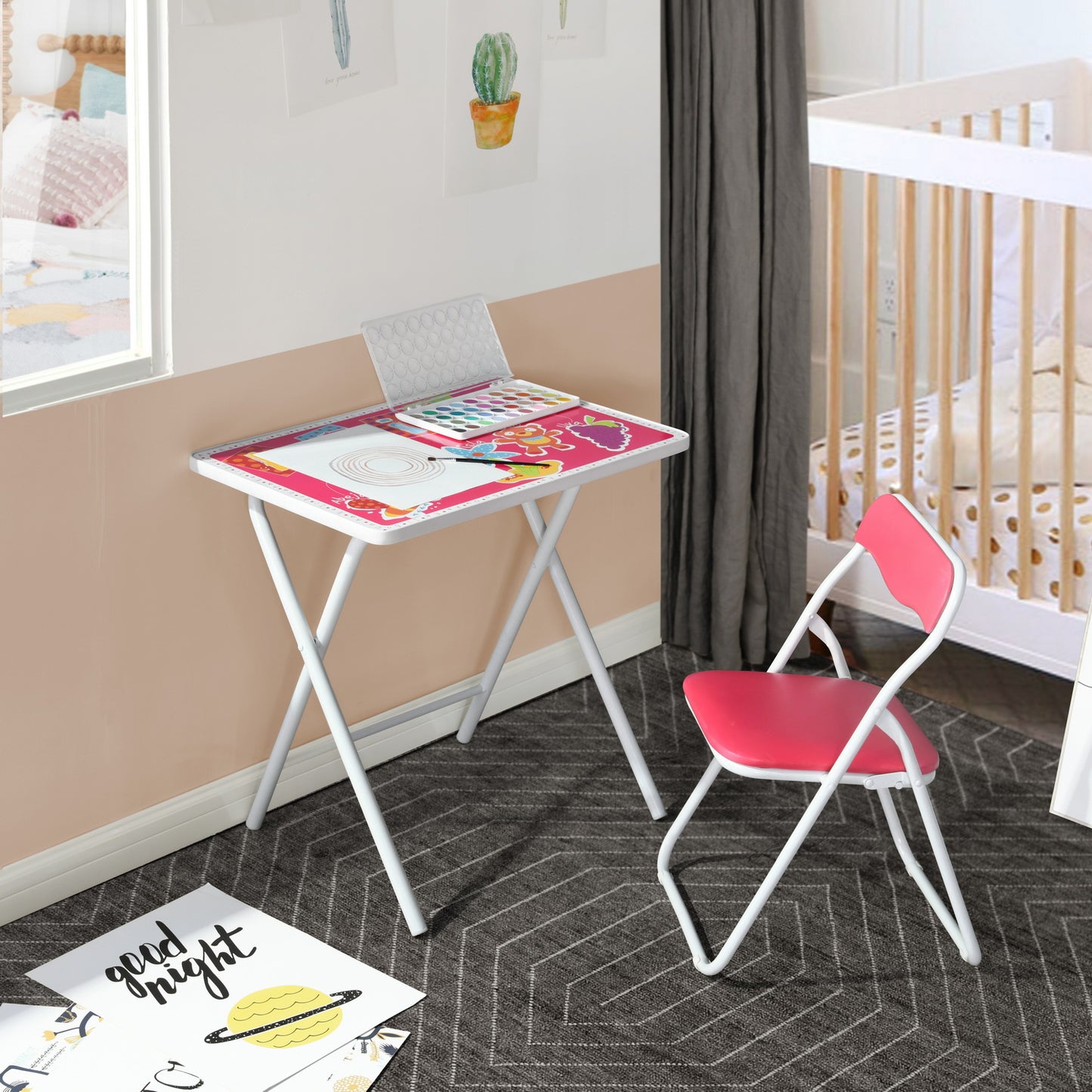 Set of 2 Folding Kid's Table & Chair Set PVC Upholstered Murray