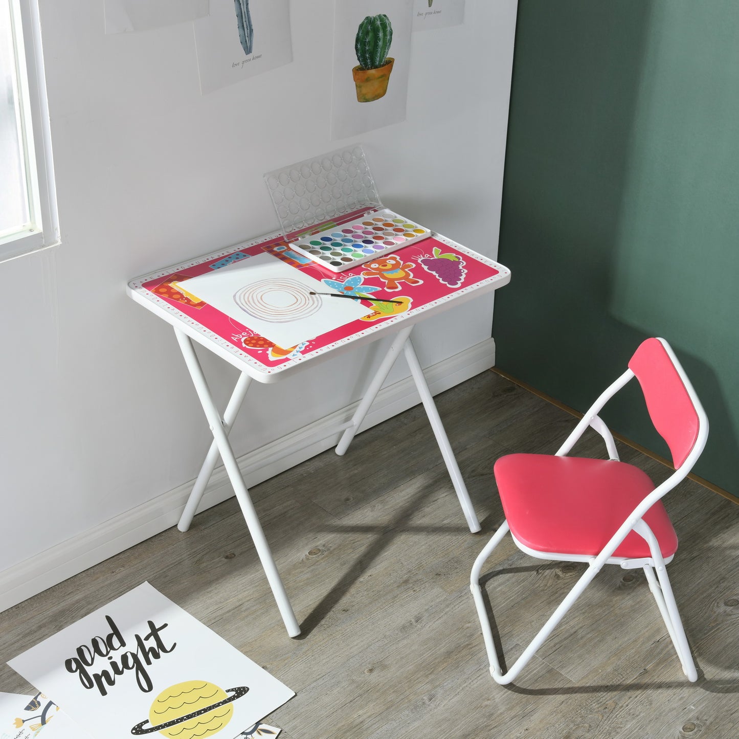 Set of 2 Folding Kid's Table & Chair Set PVC Upholstered Murray