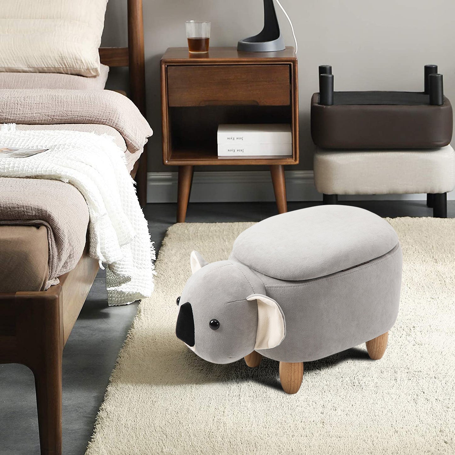 Storage Ottoman Animal Bench Upholstered Footrest Stool Olesen