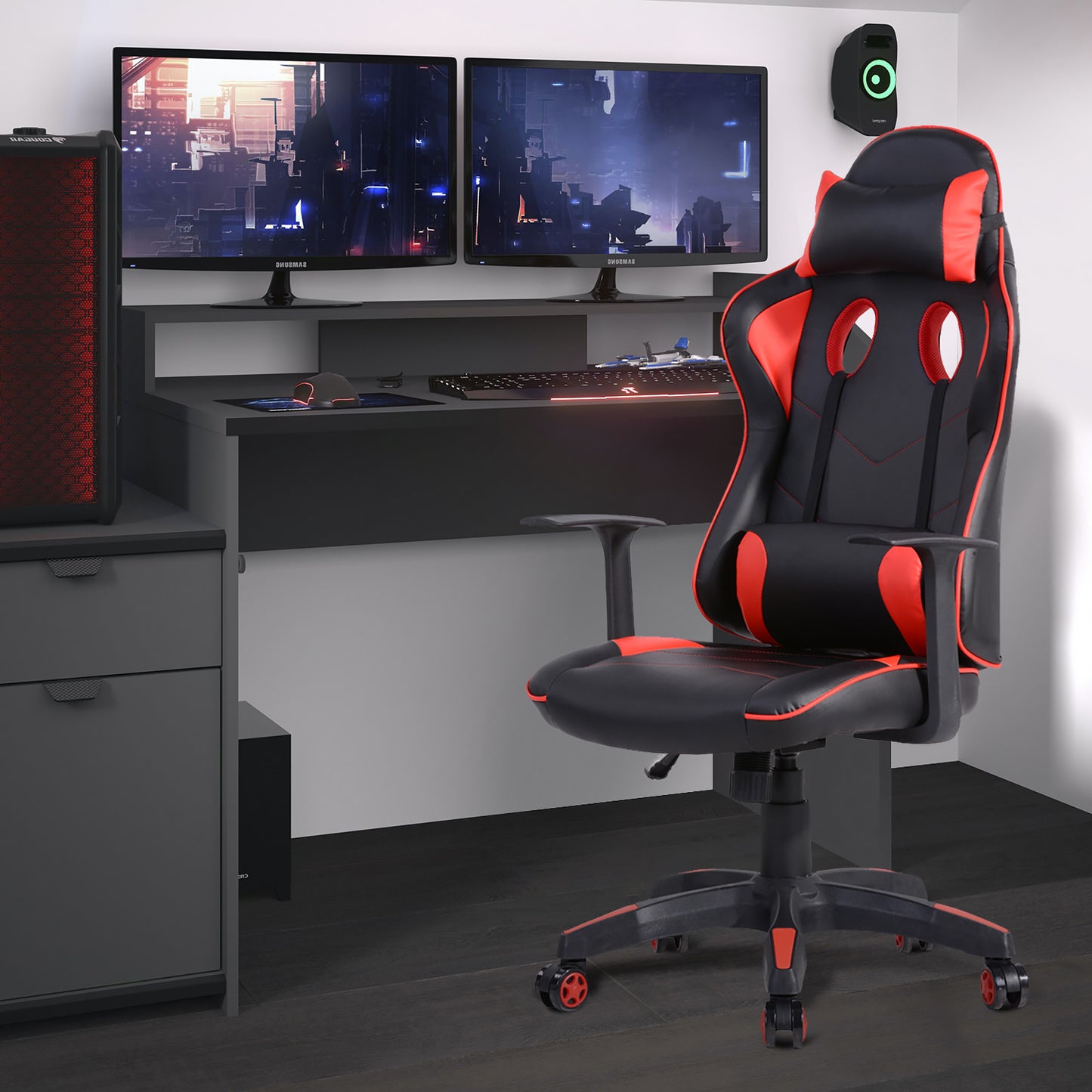 Gaming Chair Racing Office Chair Recliner Swivel with Headrest and Lumbar Pillow Opulent