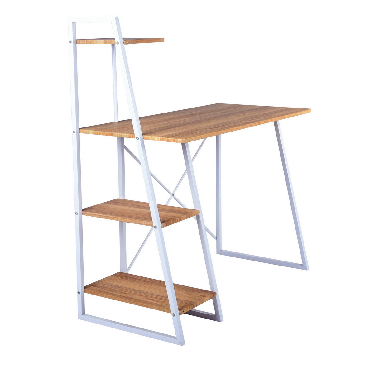 Computer Desk with Storage Shelves Study Writing Table Pouchu