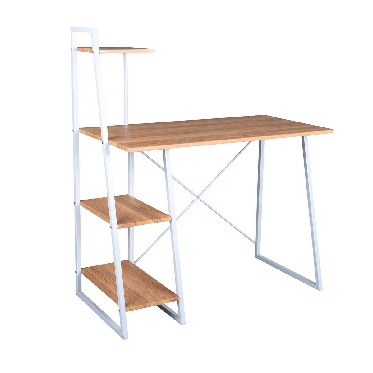 Computer Desk with Storage Shelves Study Writing Table Pouchu