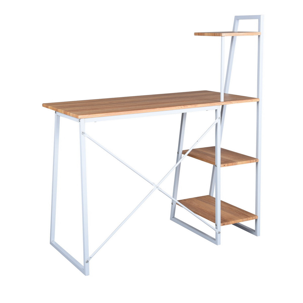 Computer Desk with Storage Shelves Study Writing Table Pouchu