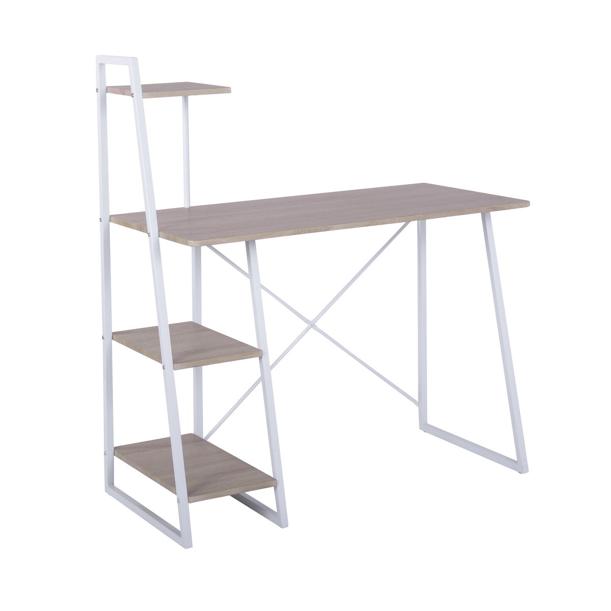 Computer Desk with Storage Shelves Study Writing Table Pouchu