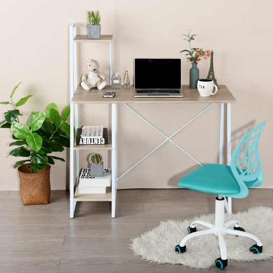 Computer Desk with Storage Shelves Study Writing Table Pouchu