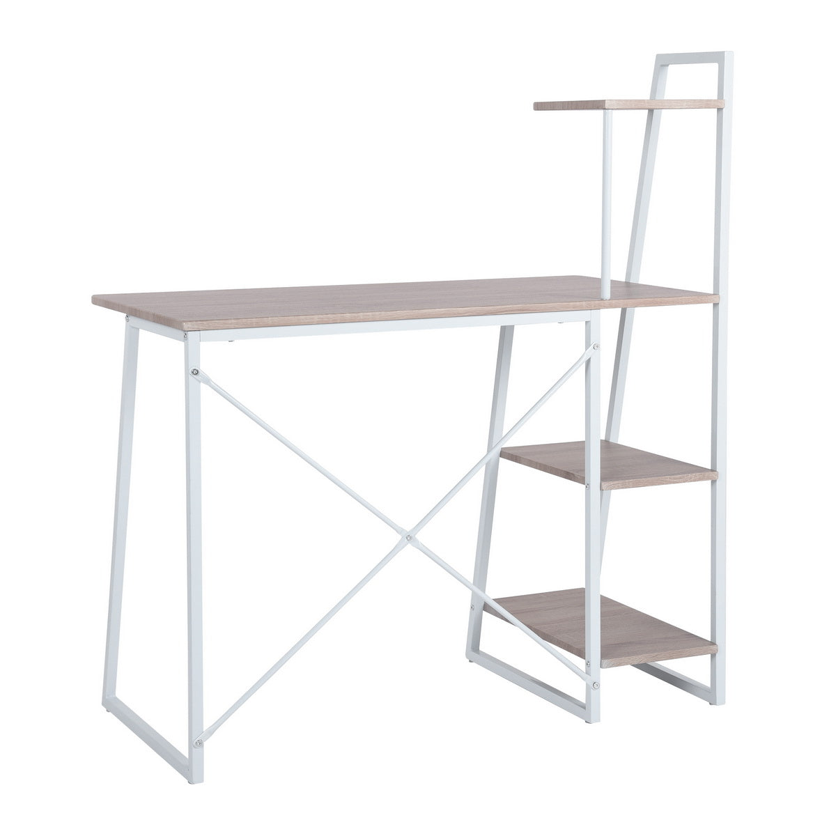 Computer Desk with Storage Shelves Study Writing Table Pouchu