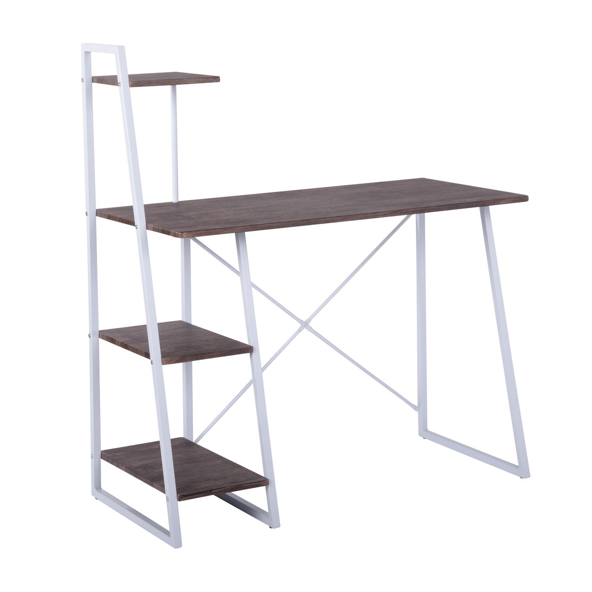 Computer Desk with Storage Shelves Study Writing Table Pouchu