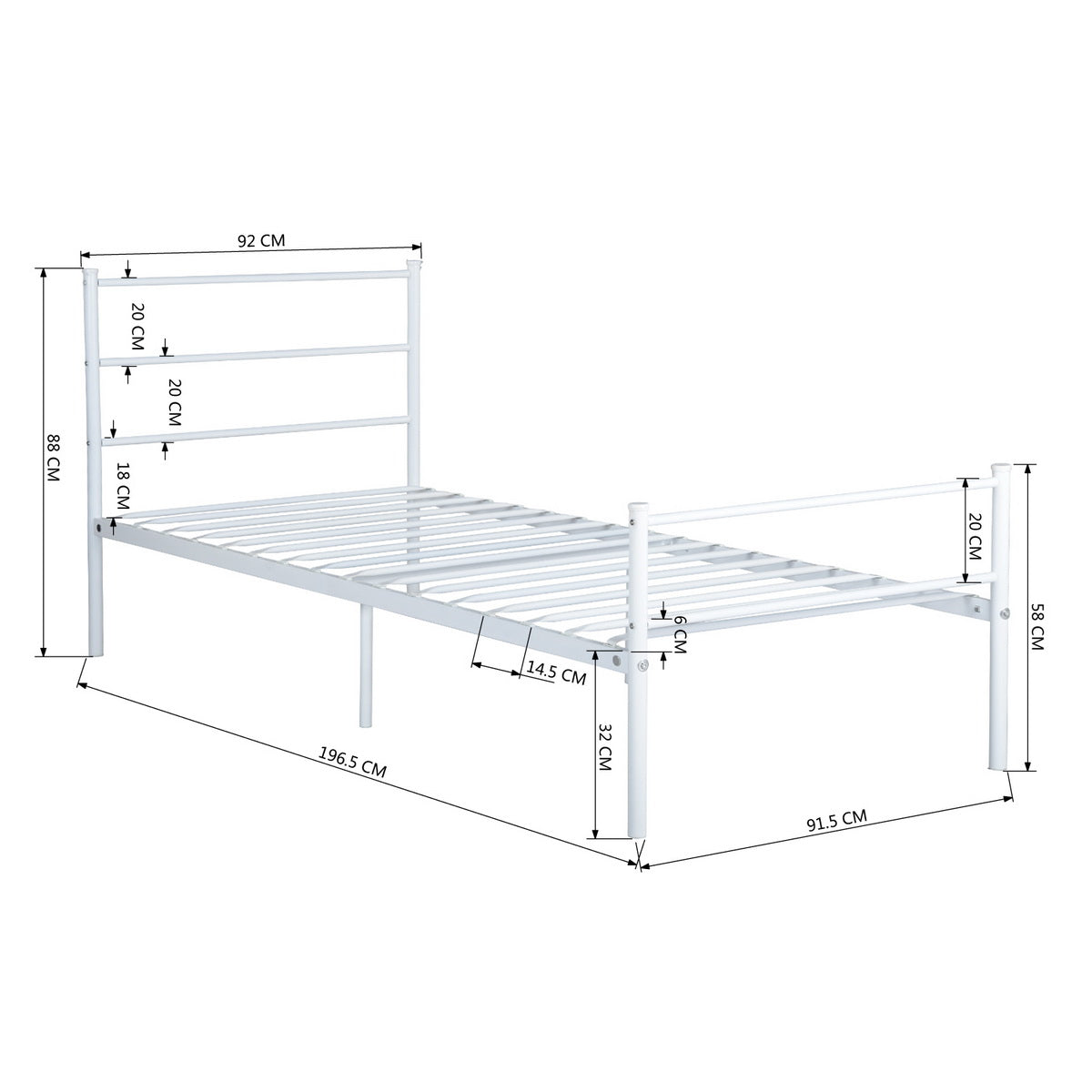 Single Bed Metal Bed Frame Primo-Si