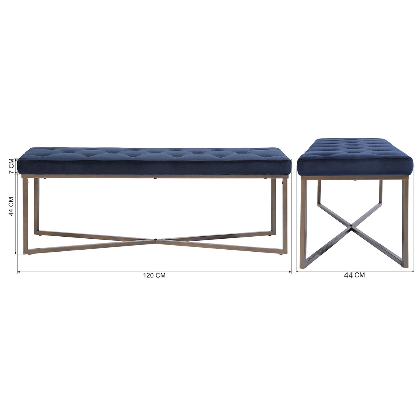 Ottoman Bench Velvet Upholstered Footrest Stool Rizzo