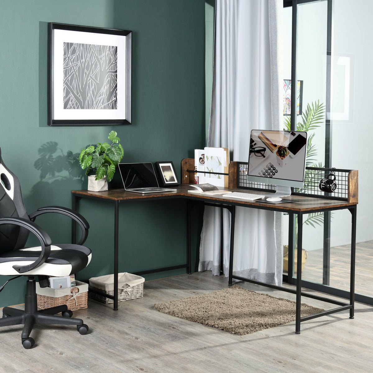 L-Shaped Computer Office Desk Space for Storage Roger