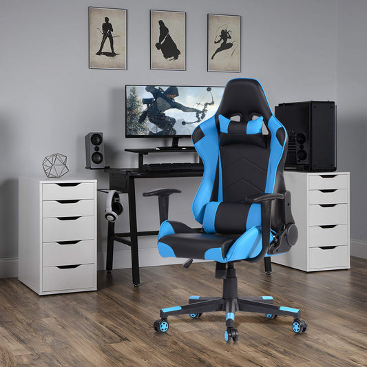 Gaming Chair Racing Office Chair Recliner Swivel Rocker with Headrest and Lumbar Pillow Roligesi