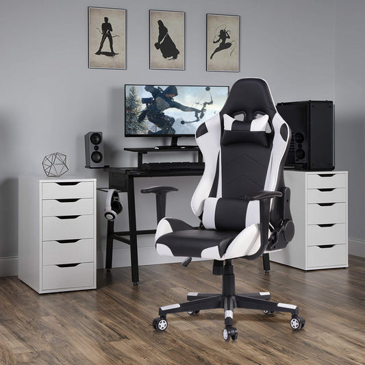 Gaming Chair Racing Office Chair Recliner Swivel Rocker with Headrest and Lumbar Pillow Roligesi