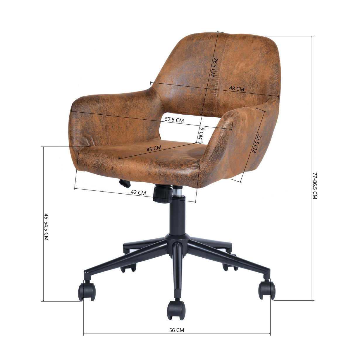 Suede Upholstered Swivel Ergonomic Home Office Chair Armrest Ross