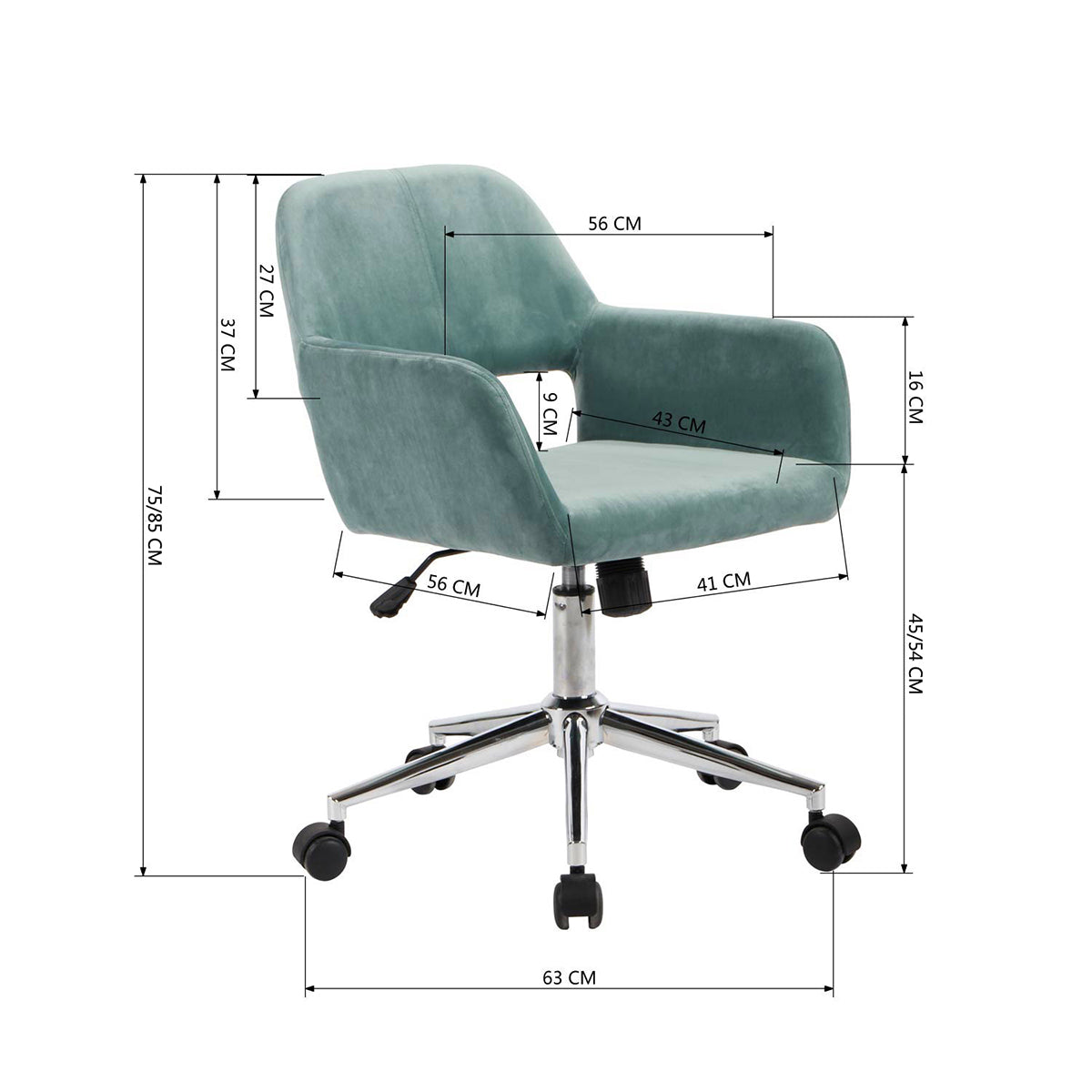 Velvet Upholstered Swivel Ergonomic Home Office Chair Armrest Ross