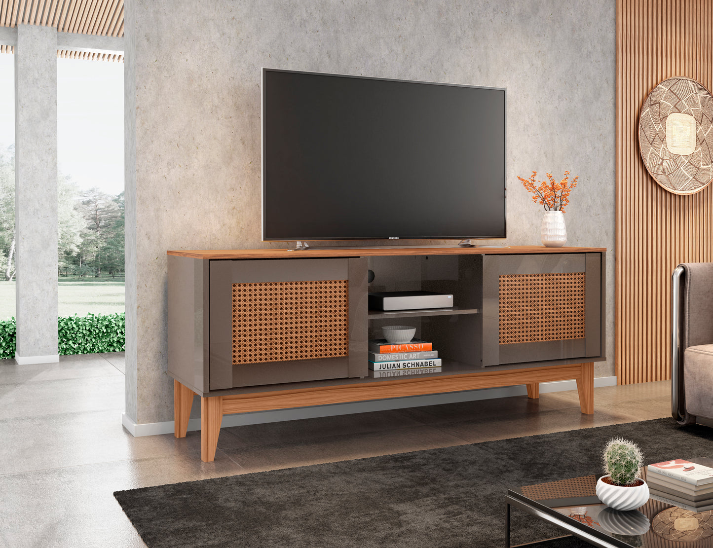 TV Stand Safira  Pearl Grey/Noce