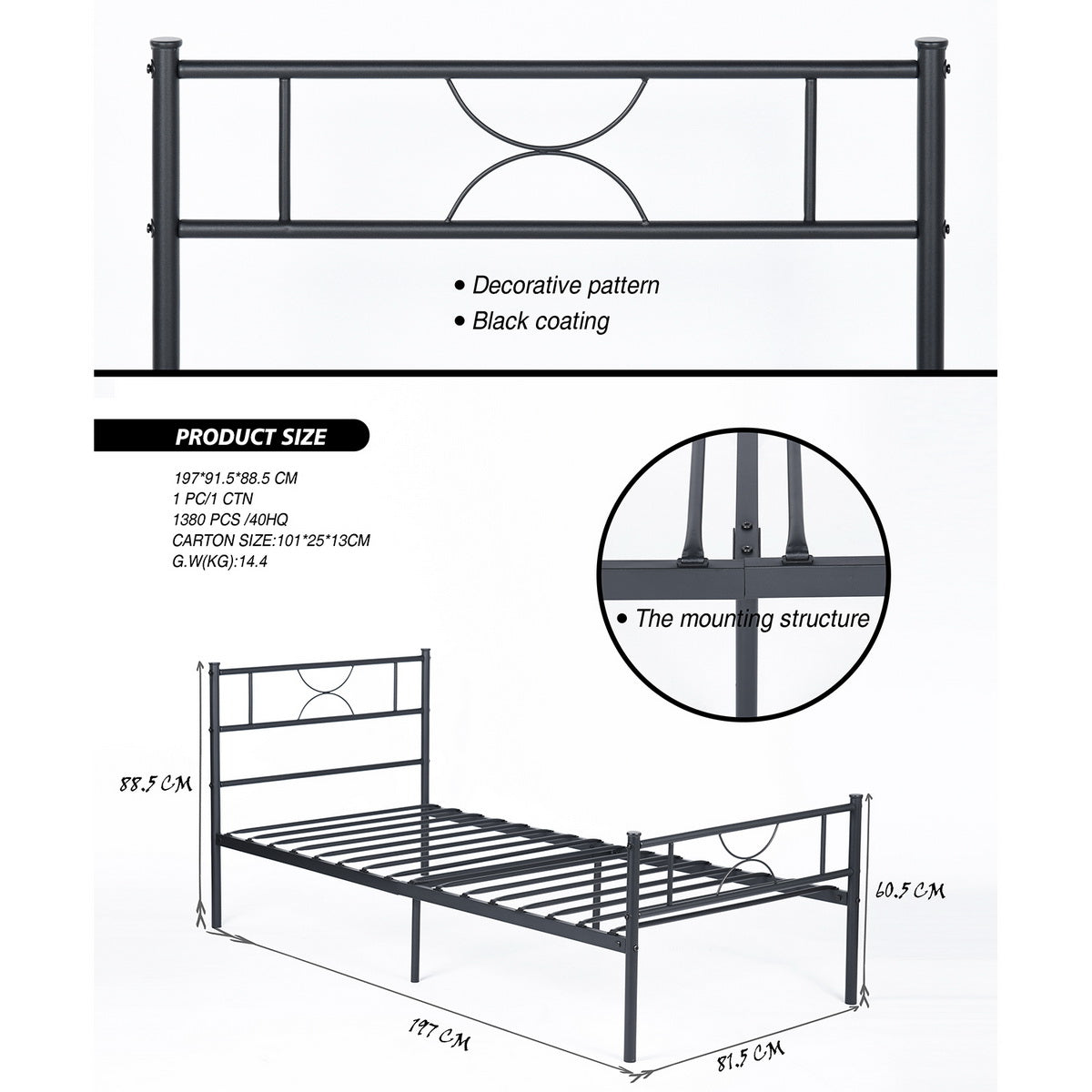 Single Bed Metal Bed Frame Sane