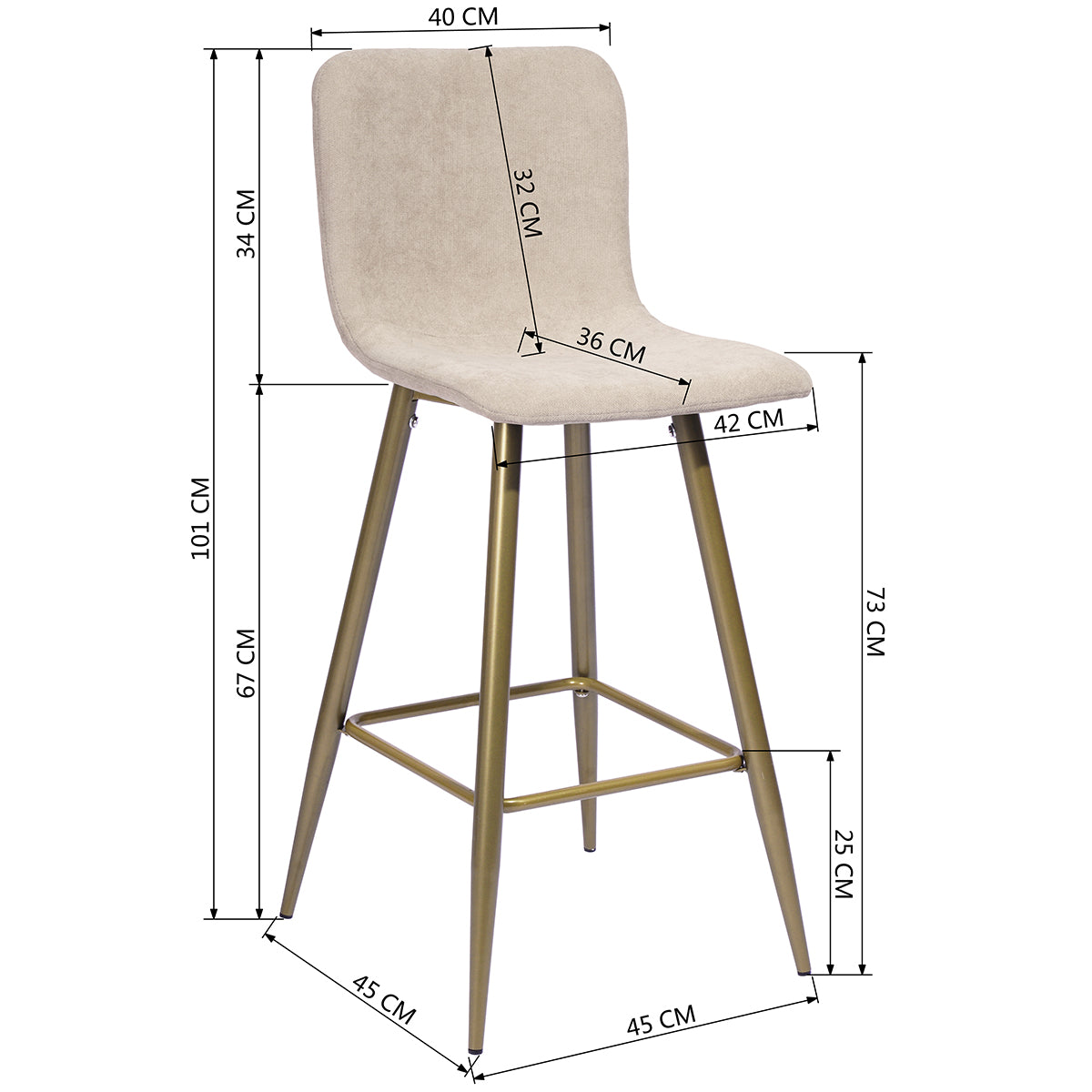 Barstools Fabric Upholstered Golden Legs Bar Stools Scargill