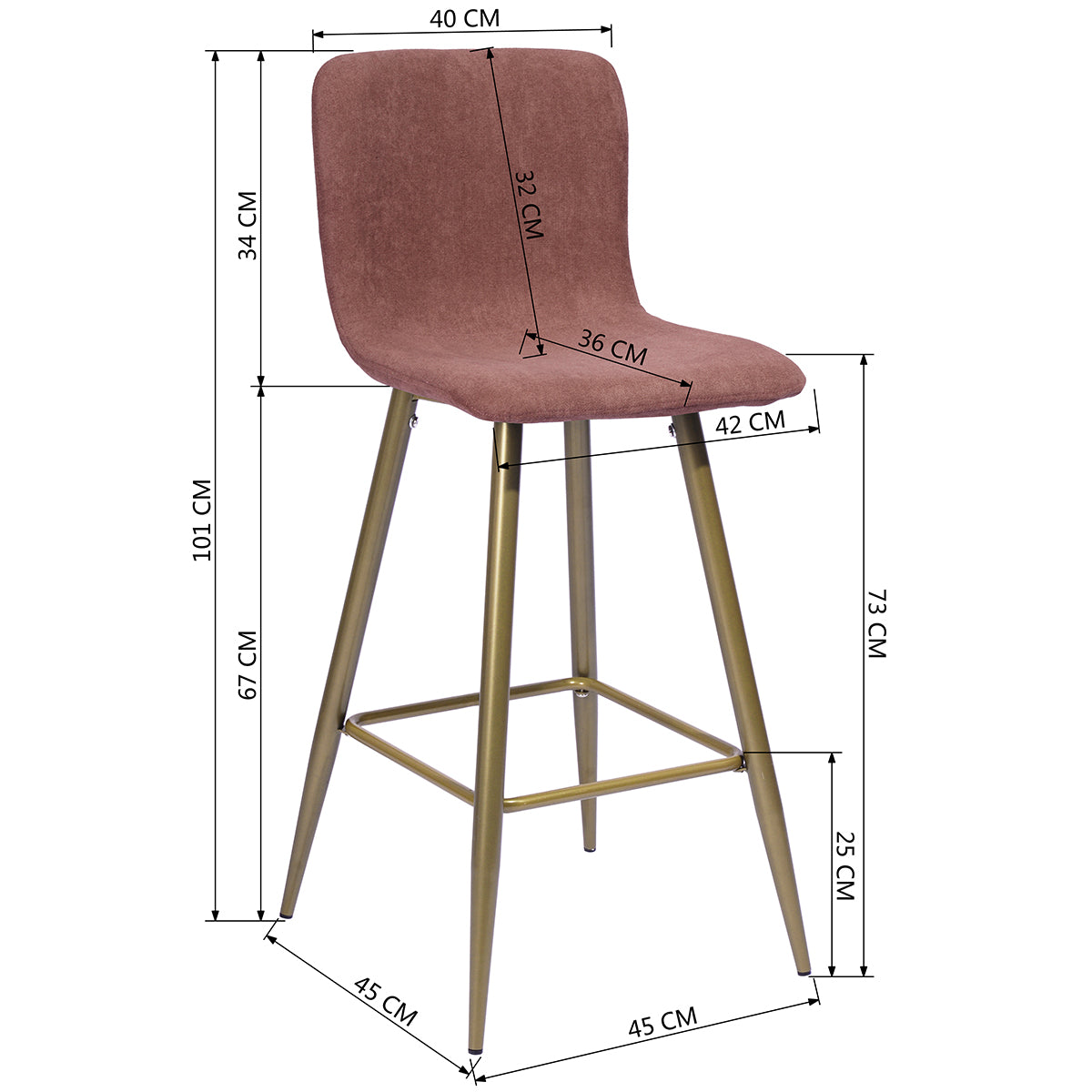 Barstools Fabric Upholstered Golden Legs Bar Stools Scargill