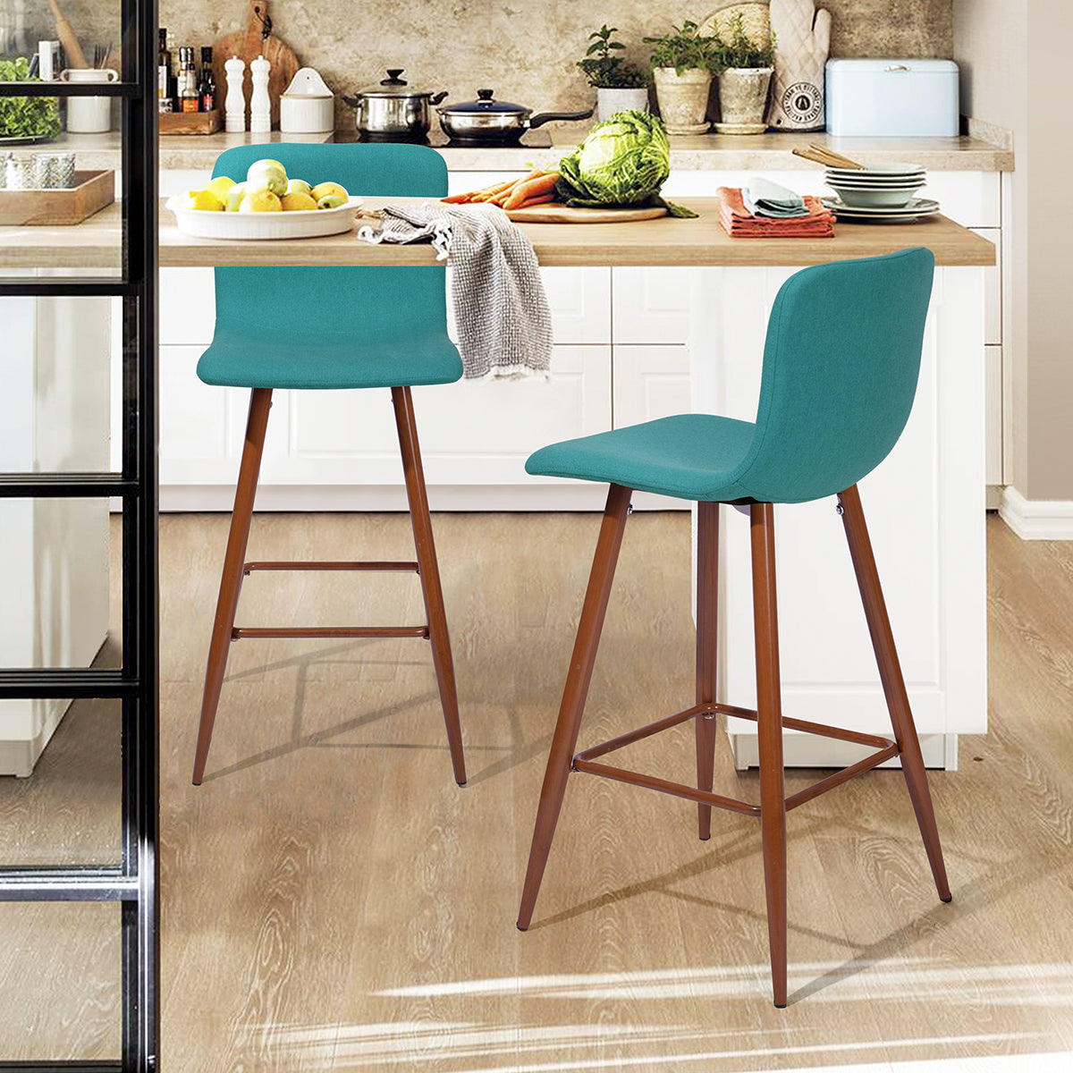 Barstools Fabric Upholstered Golden Legs Bar Stools Scargill