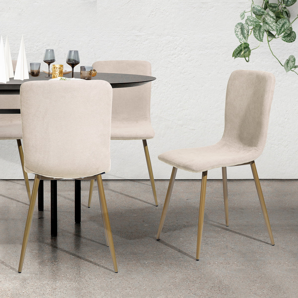 Dining Chairs Fabric Upholstered Metal Legs Scargill