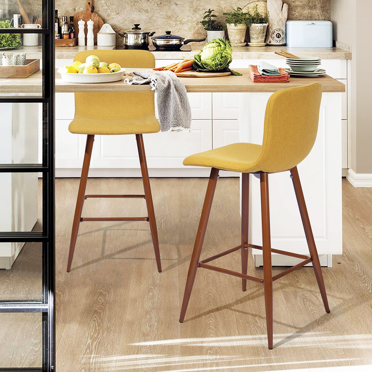 Barstools Fabric Upholstered Golden Legs Bar Stools Scargill
