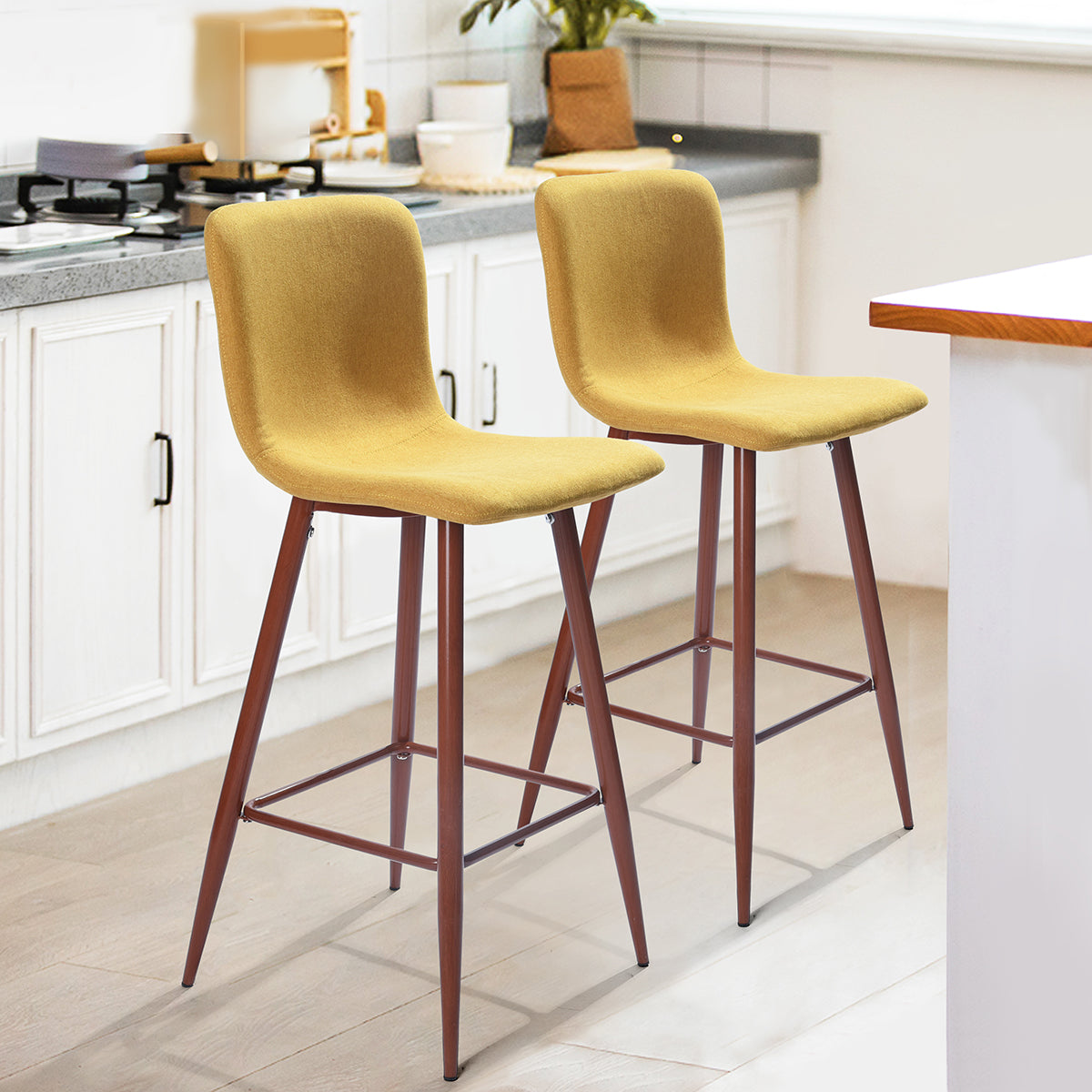 Barstools Fabric Upholstered Golden Legs Bar Stools Scargill