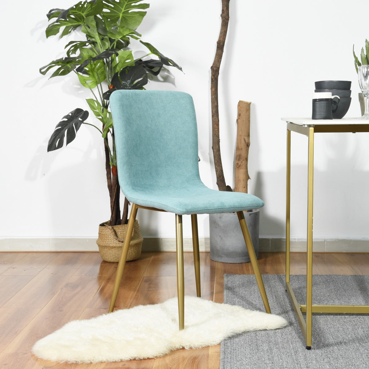 Dining Chairs Fabric Upholstered Metal Legs Scargill