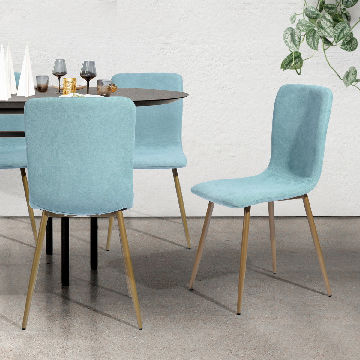 Dining Chairs Fabric Upholstered Metal Legs Scargill