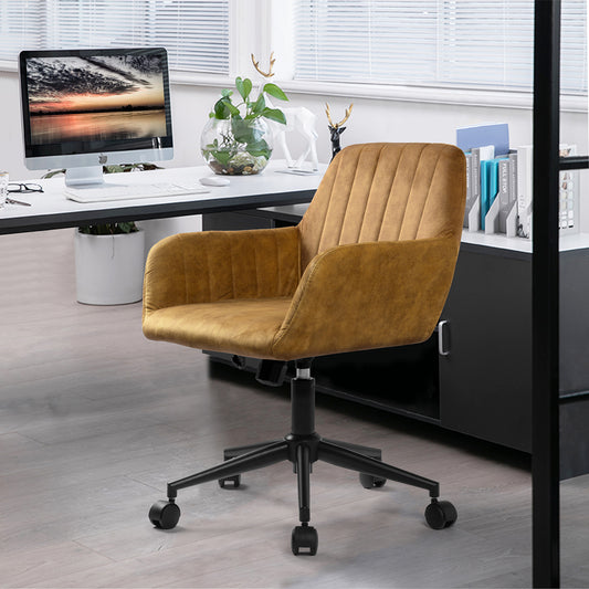 Velvet Upholstered Swivel Ergonomic Home Office Chair Armrest Sekou